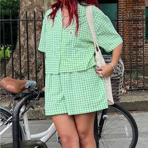 Lucy and Yak Green Gingham cotton shorts